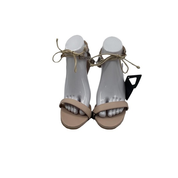 NWT Express Tan Rhinestone Embellished Ankle Strap Heeled Sandals Size 9 Women’s - Picture 3 of 13